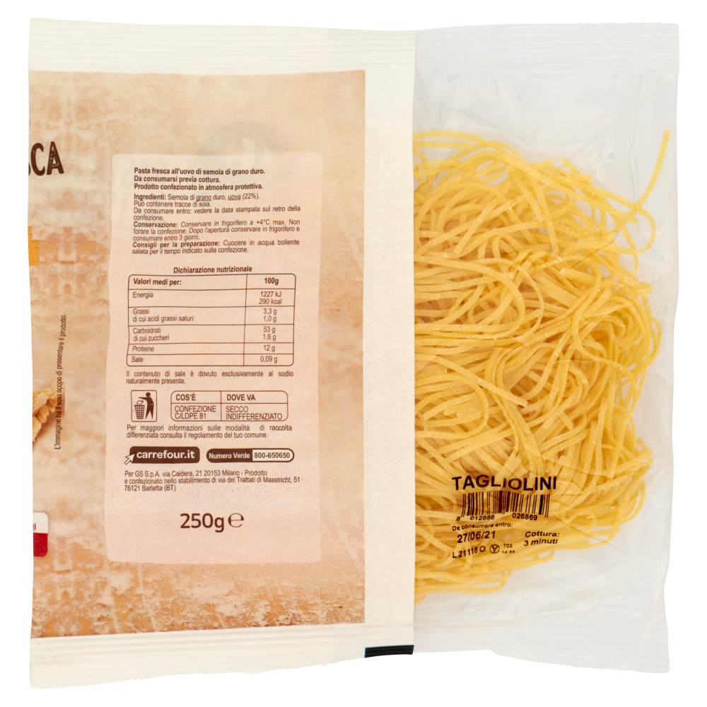 Carrefour Original Pasta Fresca all'Uovo Tagliolini 250 g