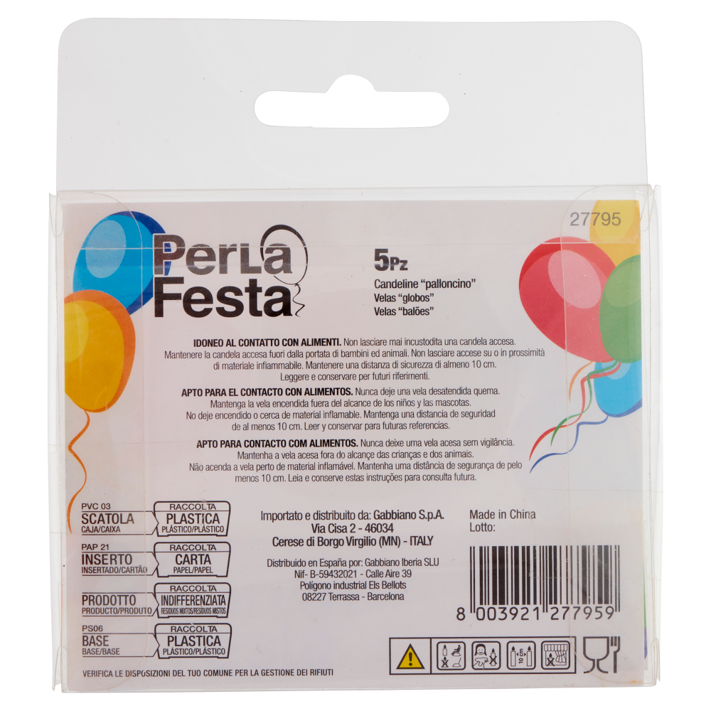 PerLa Festa Candeline Palloncino 5 pz