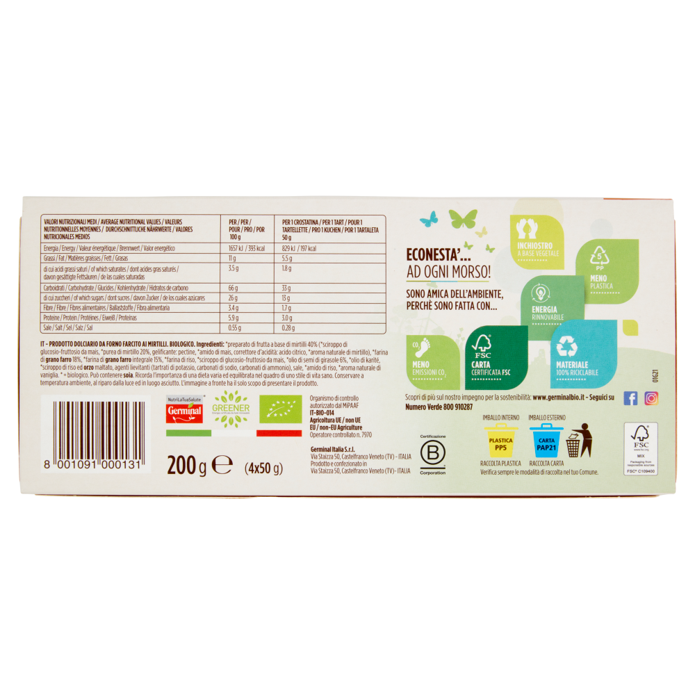 Germinal Bio Crostatina Mirtillo farro 4 x 50 g
