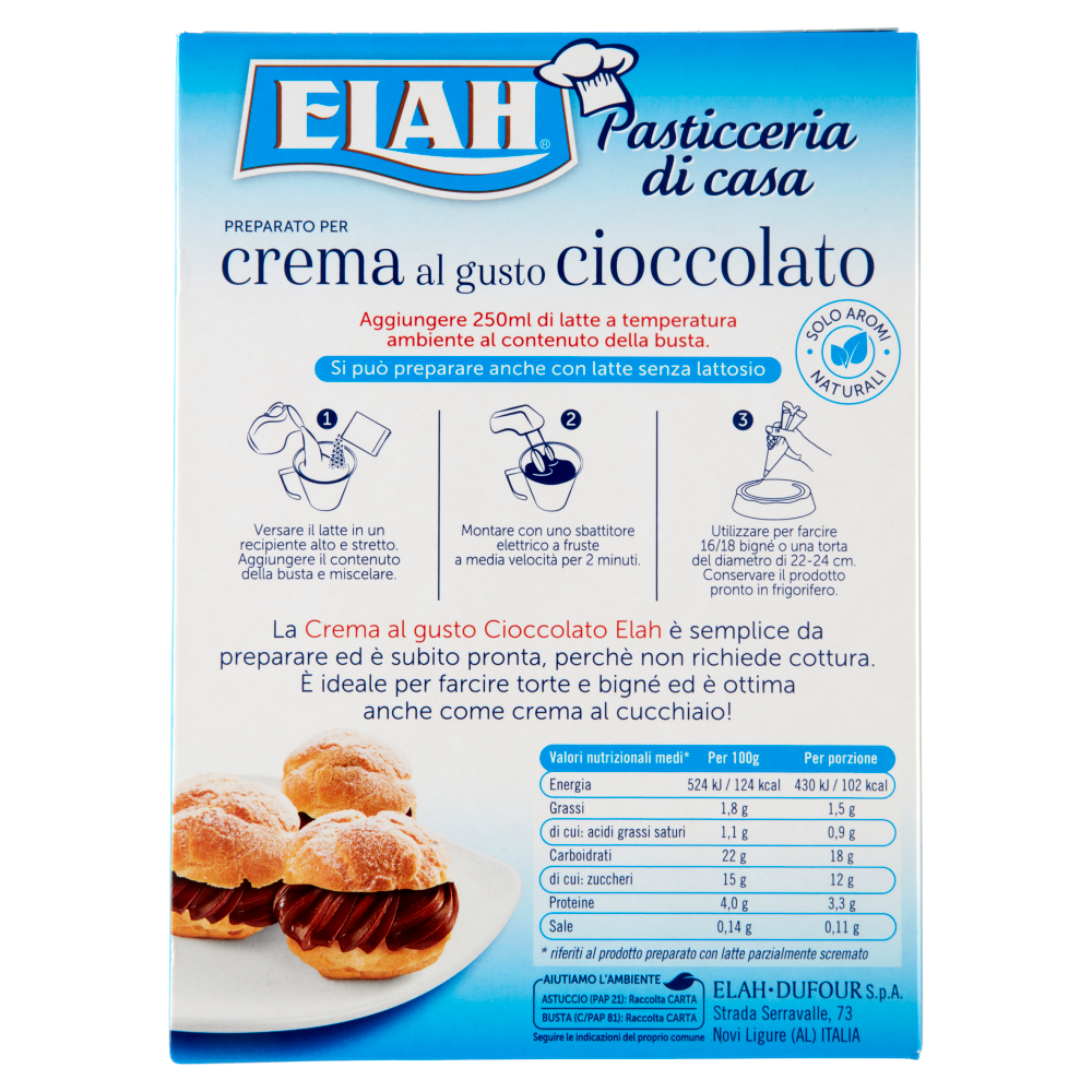 Elah Preparato per crema al gusto cioccolato 75 g