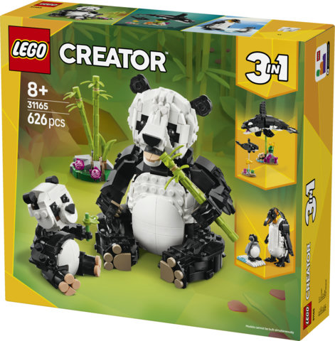 LEGO Creator 3 in 1 31165 Animali Selvatici: Famiglia di Panda Giocattolo, Si Trasforma in Pinguino e Orca, Idea Regalo 8+