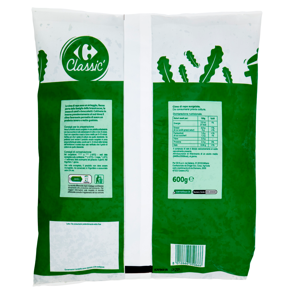 Carrefour Classic Cime di Rapa Surgelate 600 g