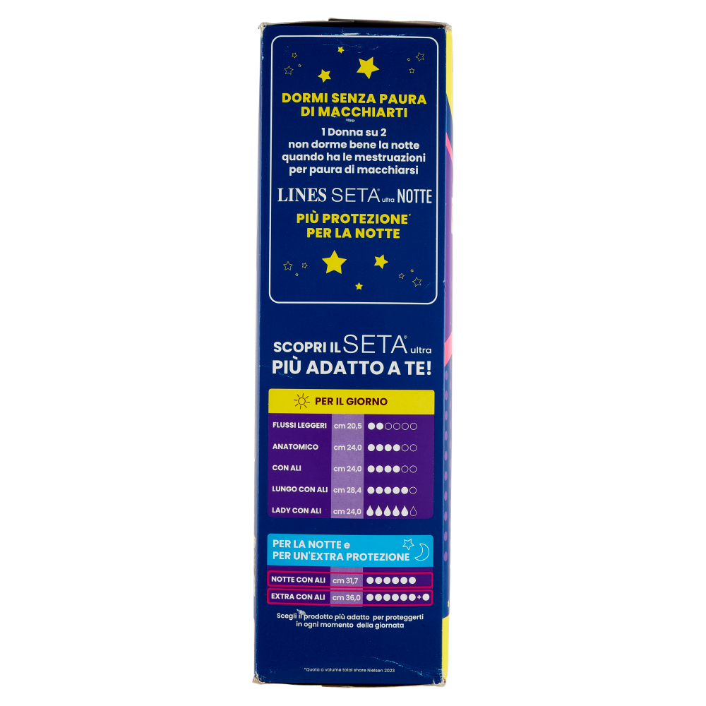 Lines Seta ultra Assorbenti notte con ali 60 pz + Assorbenti extra con ali 18 pz