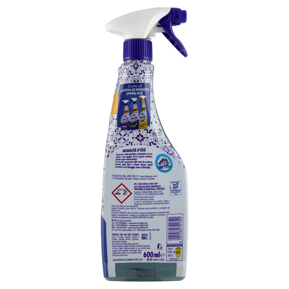 Ace Sgrassatore Universale Profumo di Marsiglia Senza Candeggina 600 ml