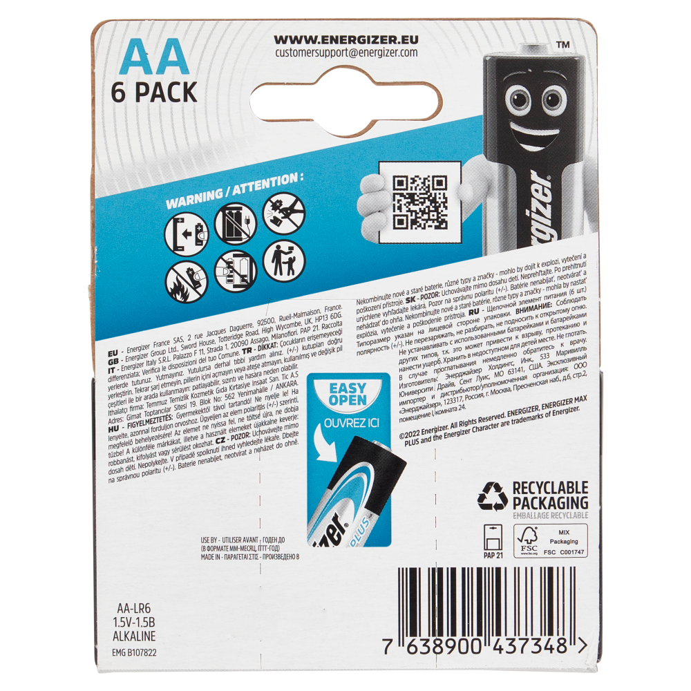 Energizer Max Plus AA Alkaline 6 pz