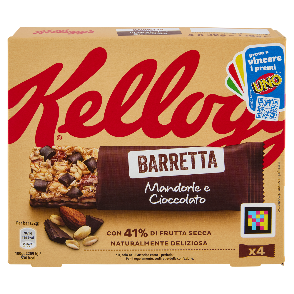 Kellogg's Barretta Mandorle e Cioccolato 4 x 32 g