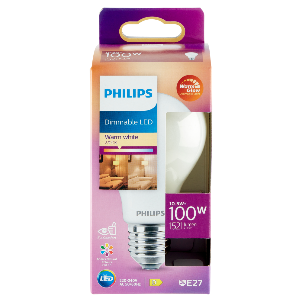 Philips Dimmable Led goccia 100W E27 2200-2700K dim warm glow