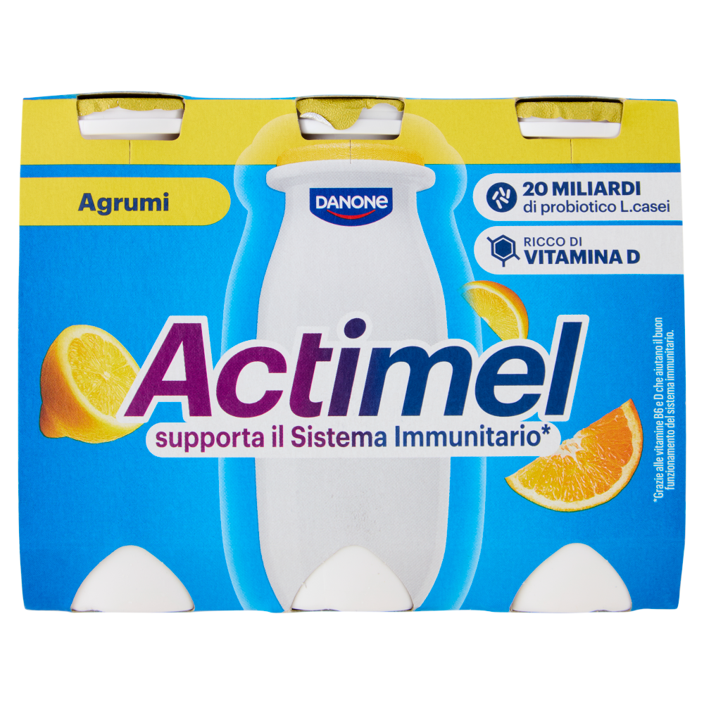 ACTIMEL, Yogurt da Bere con Vit B6 e D per il Sistema Immunitario, gusto Agrumi, 6X100g