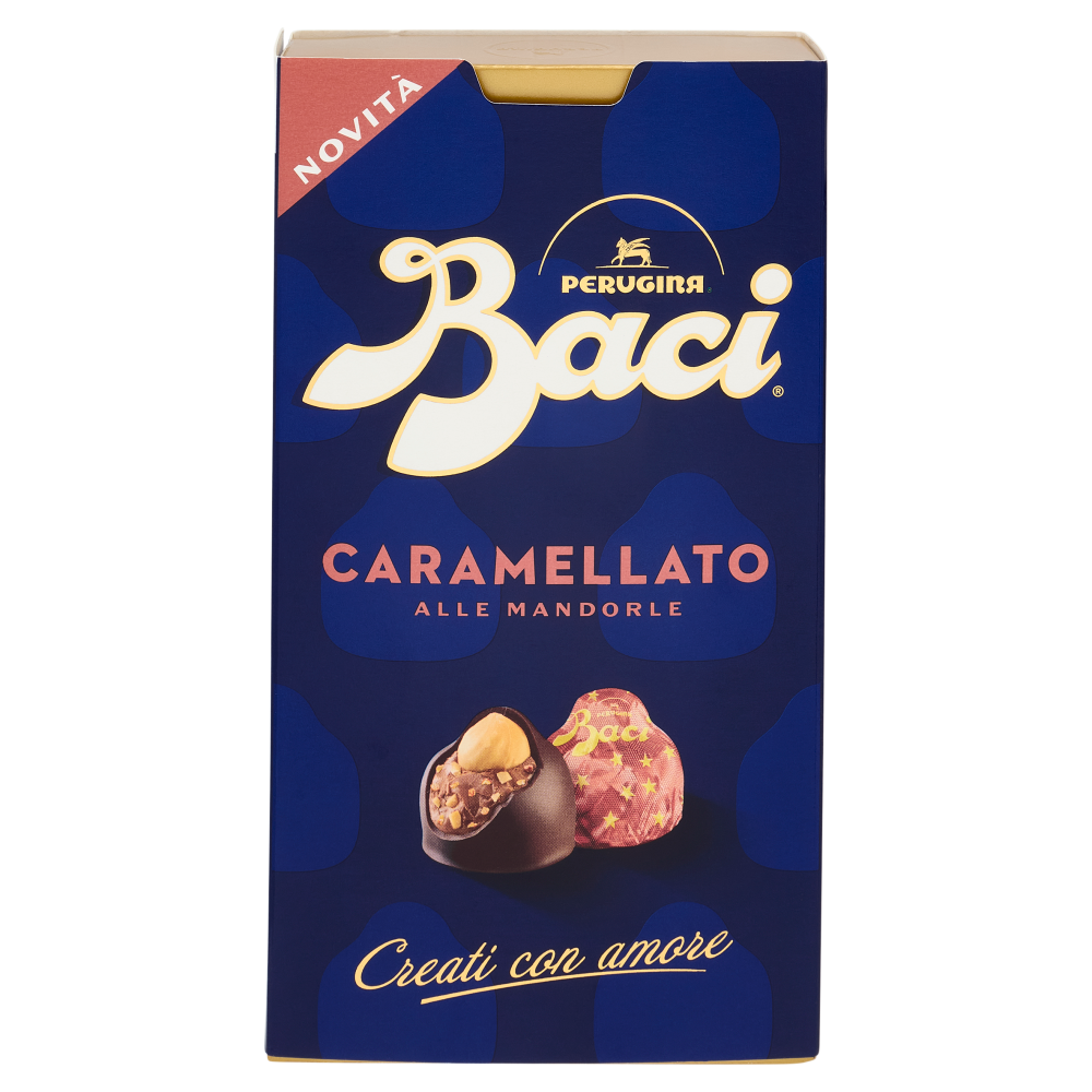 BACI PERUGINA Caramellato alle Mandorle Cioccolatini Fondenti ripieni al Gianduia Scatola 200g
