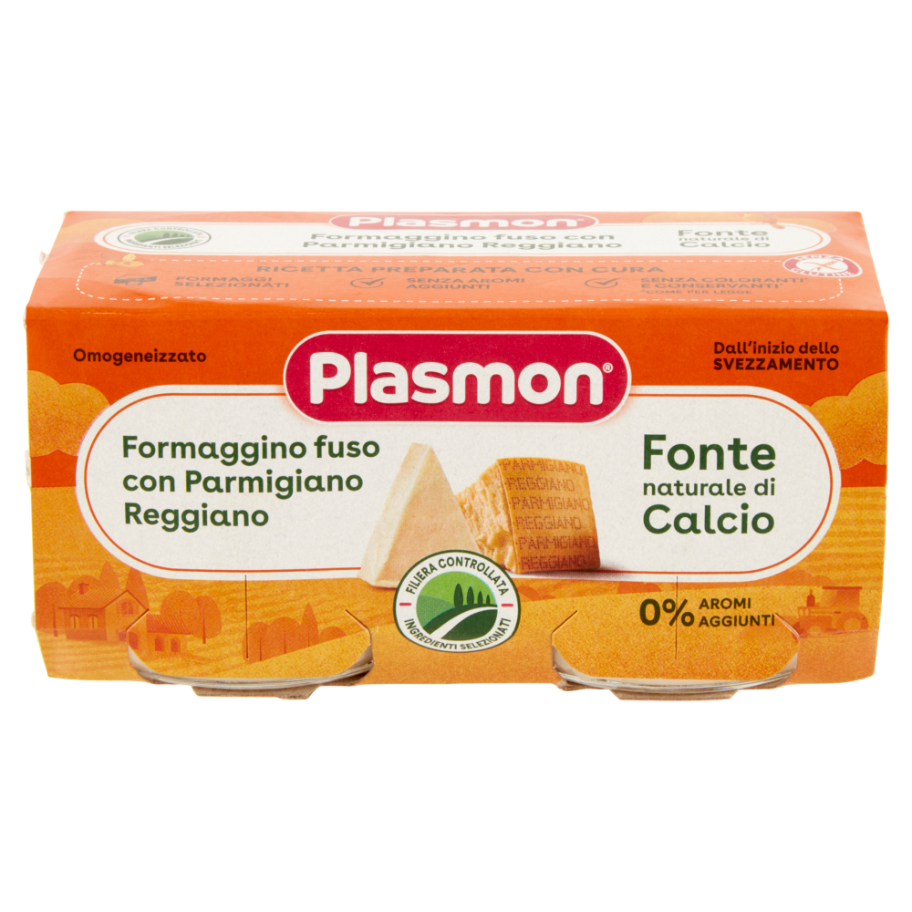 Plasmon Omogeneizzato Formaggino fuso con Parmigiano Reggiano 2 x 80 g