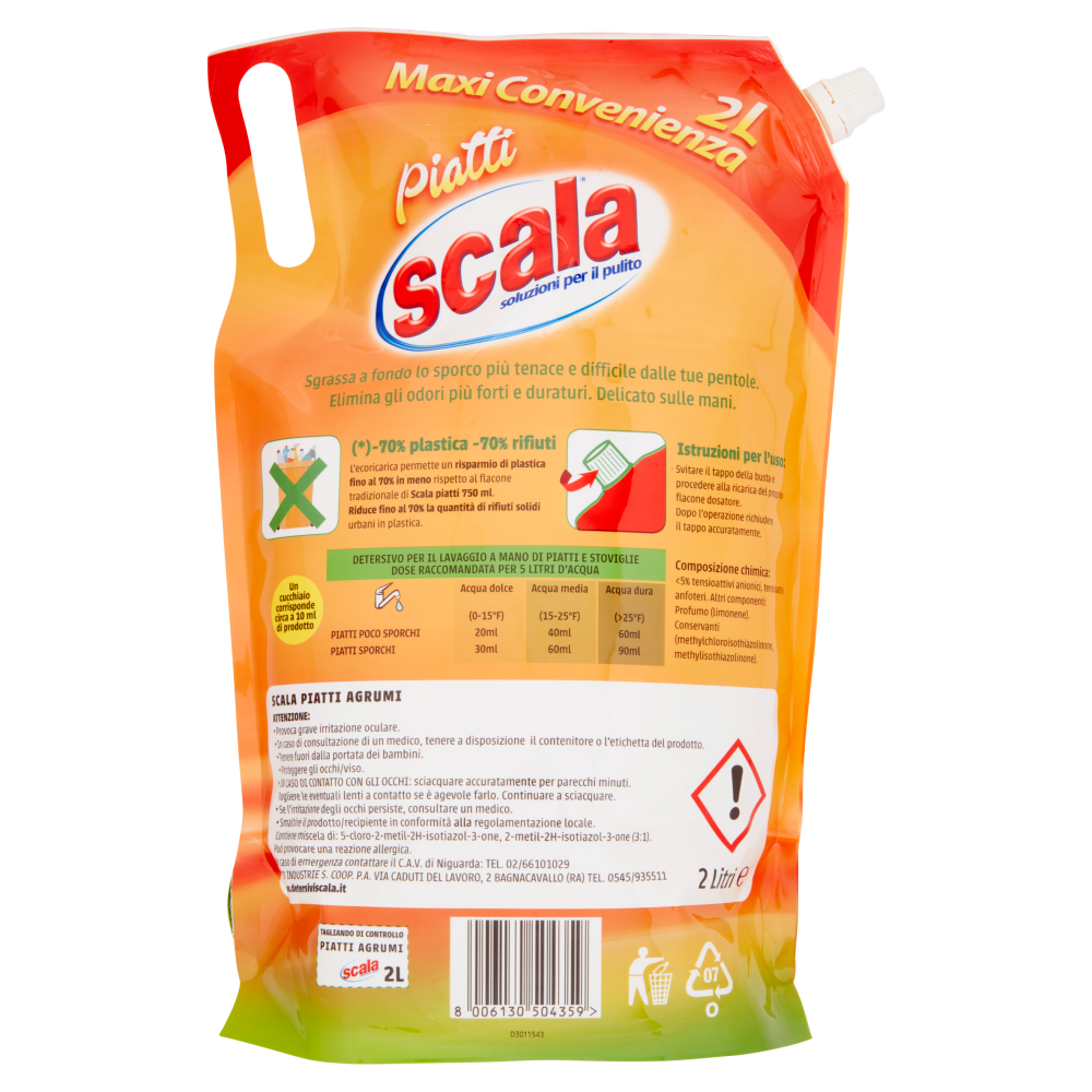 scala Piatti Eco Ricarica* con profumo di aceto e agrumi 2 Litri