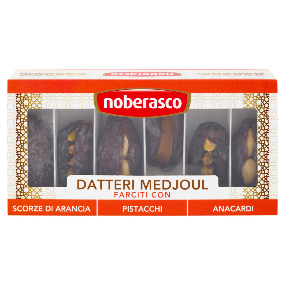 noberasco Datteri Medjoul Farciti con Scorze d'Arancia, Pistacchi, Anacardi  125 g