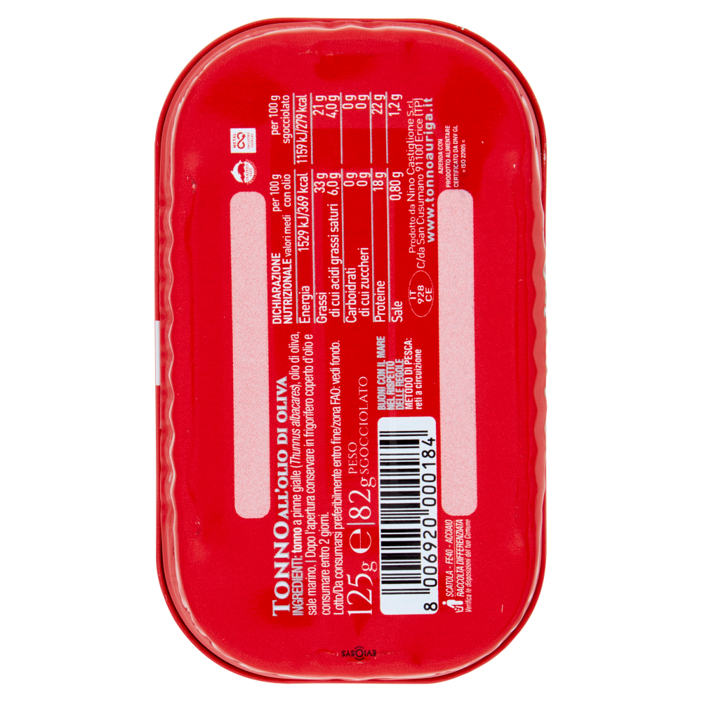 Auriga Selezione San Cusumano Tonno all'Olio di Oliva 125 g