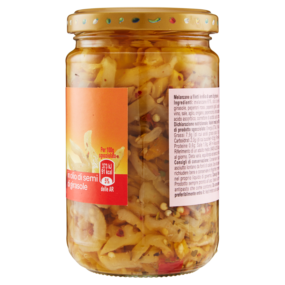 Carrefour Sottolio Melanzane a Filetti in olio di semi di girasole 280 g