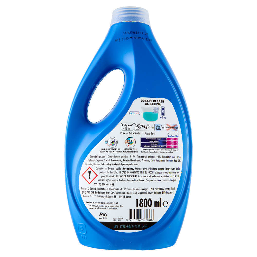 Dash Detersivo Liquido Lavatrice, Salva Colore, 40 Lavaggi 1800 ml