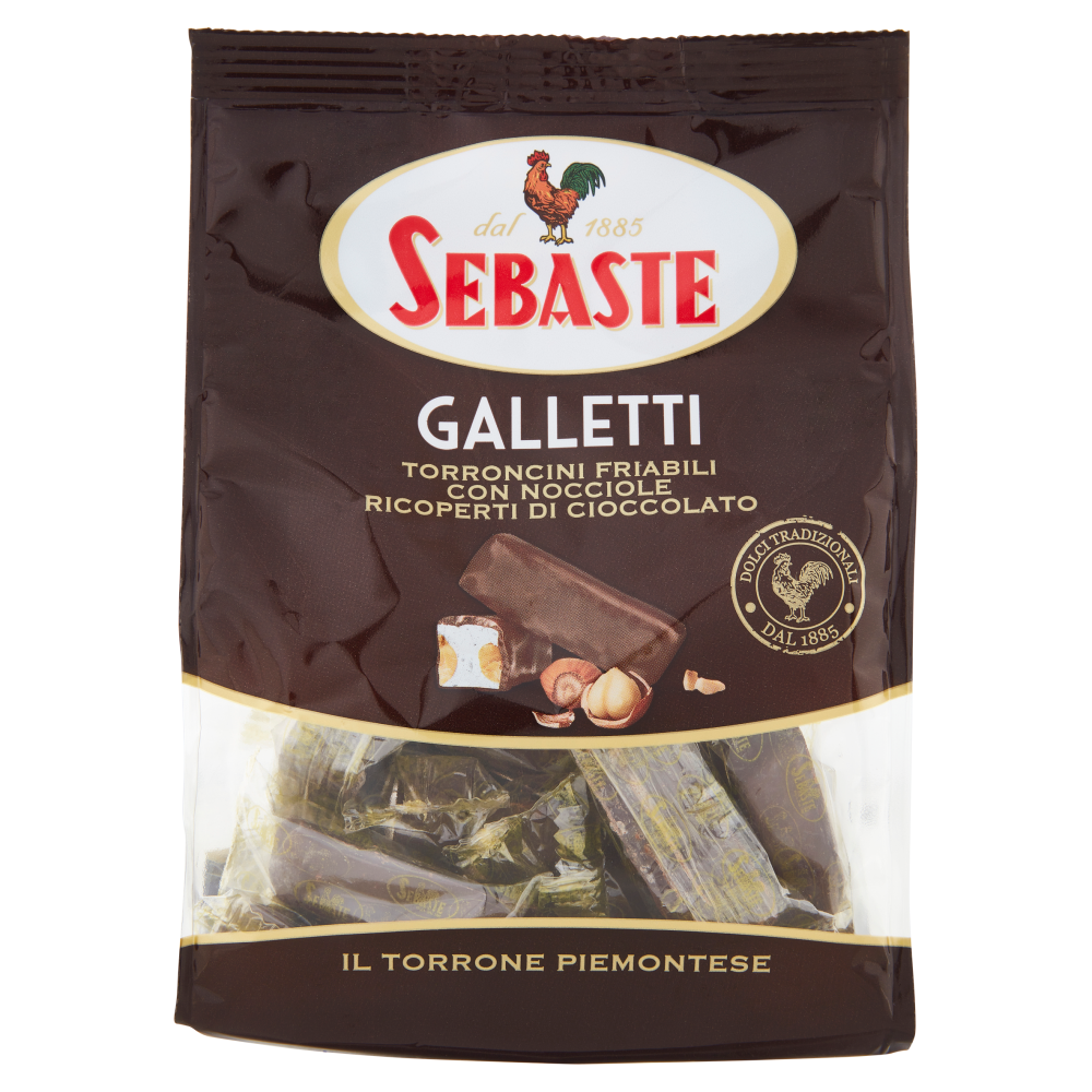 Sebaste Galletti torroncini friabili con nocciole ricoperti di cioccolato 180 g