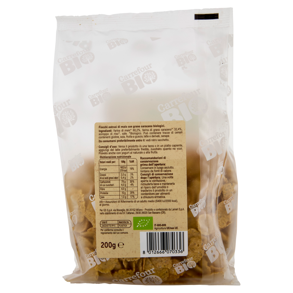Carrefour Bio Fiocchi di Mais e grano saraceno 200 g