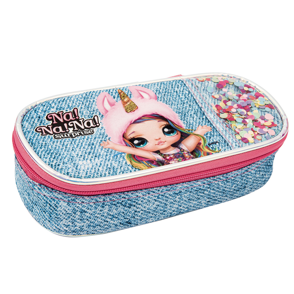 Seven Astuccio Ovale Check Blu Con Organizzatore Interno E Zip – 10x23x5,5 Cm – Portapenne Con Logo In Gomma - 2