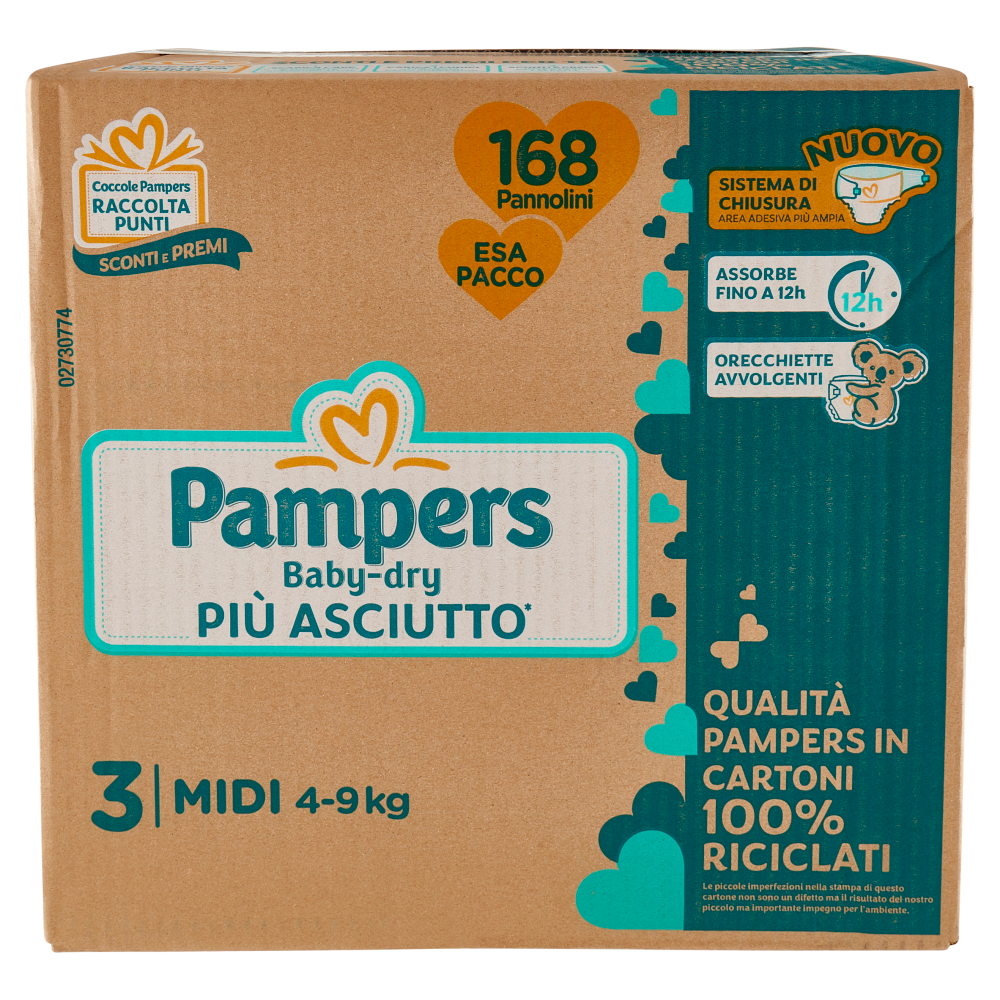 Pampers Baby-dry Midi 168 pz