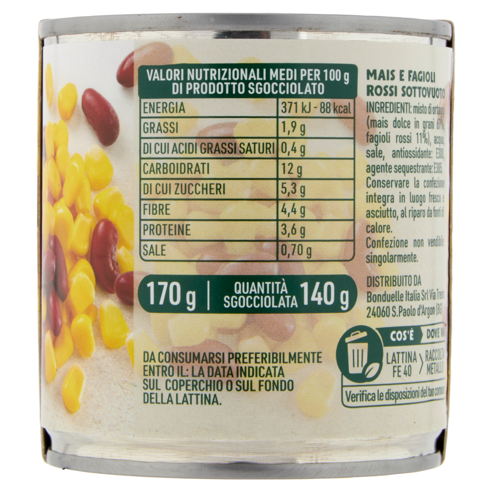 Bonduelle Mais Mix Mais e Fagioli Rossi 3 x 170 g