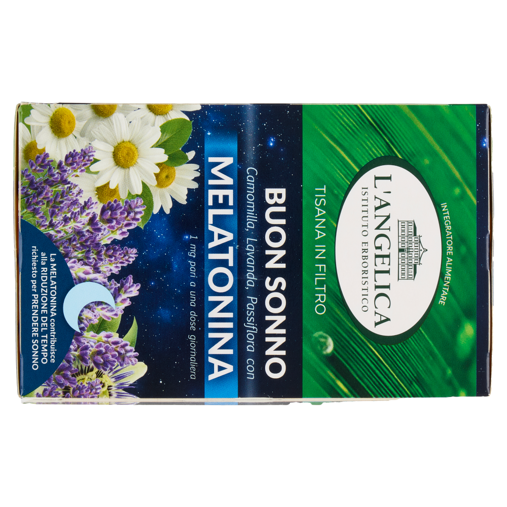 L'Angelica Tisana in Filtro Buon Sonno Camomilla, Lavanda, Passiflora con Melatonina 15 Filtri 30 g