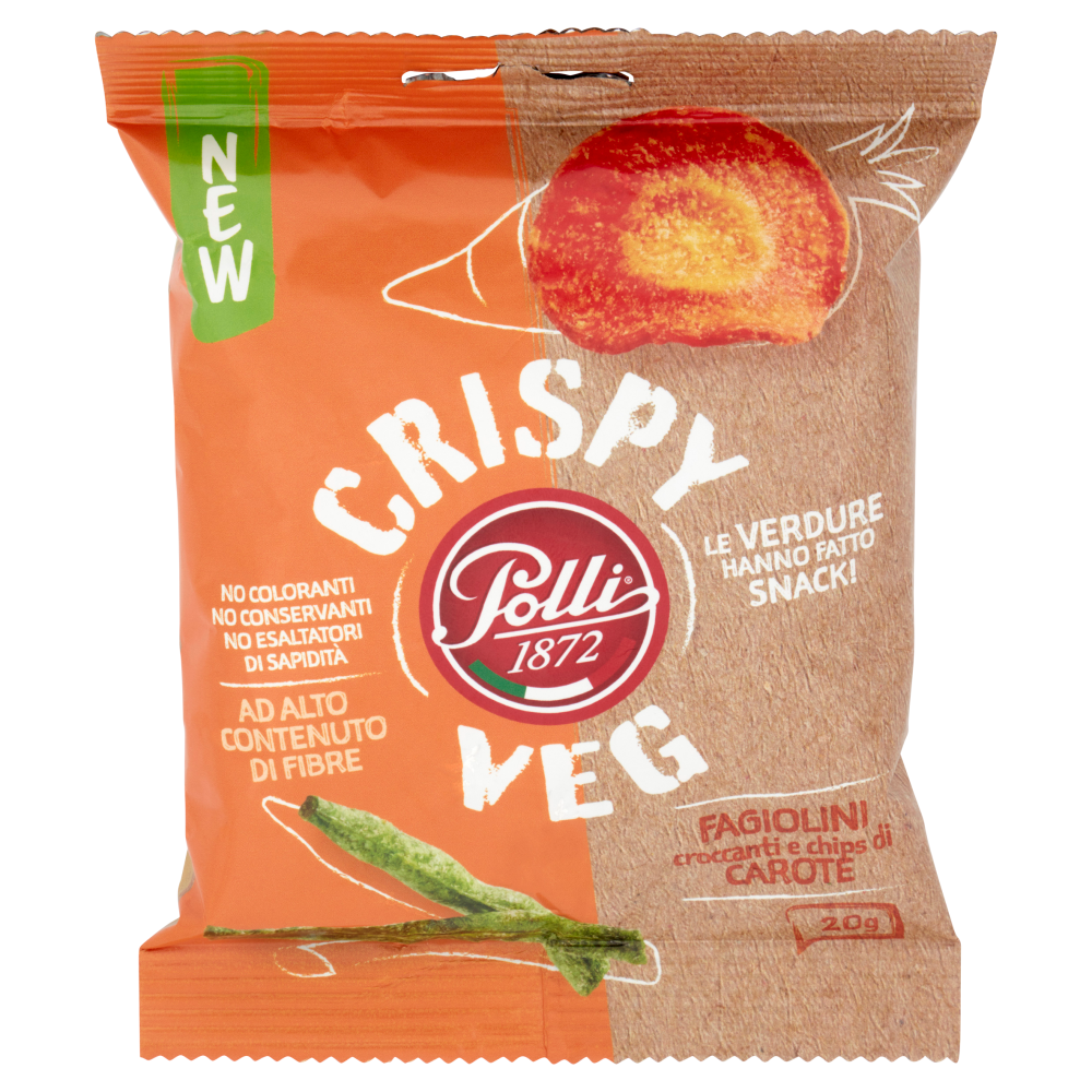 Polli Crispy Veg Fagiolini croccanti e chips di Carote 20 g