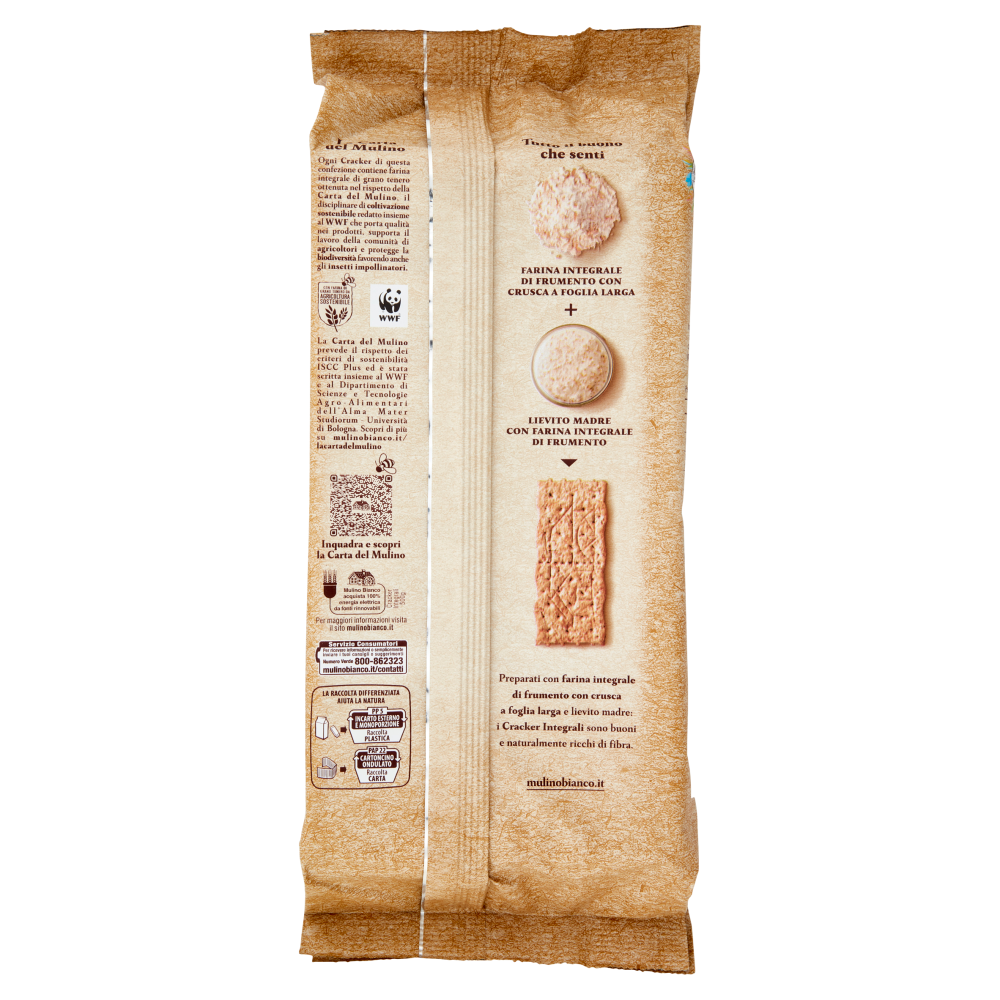 Mulino Bianco Cracker Integrali con Farina Sostenibile Ricchi di Fibre 500g