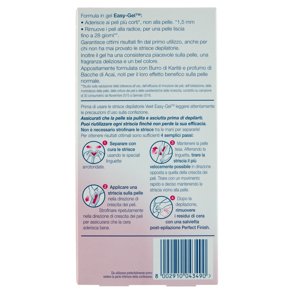 Veet Strisce Depilatorie per Gambe, Braccia, Ascelle e Zona Bikini, Confezione da 16 Strisce