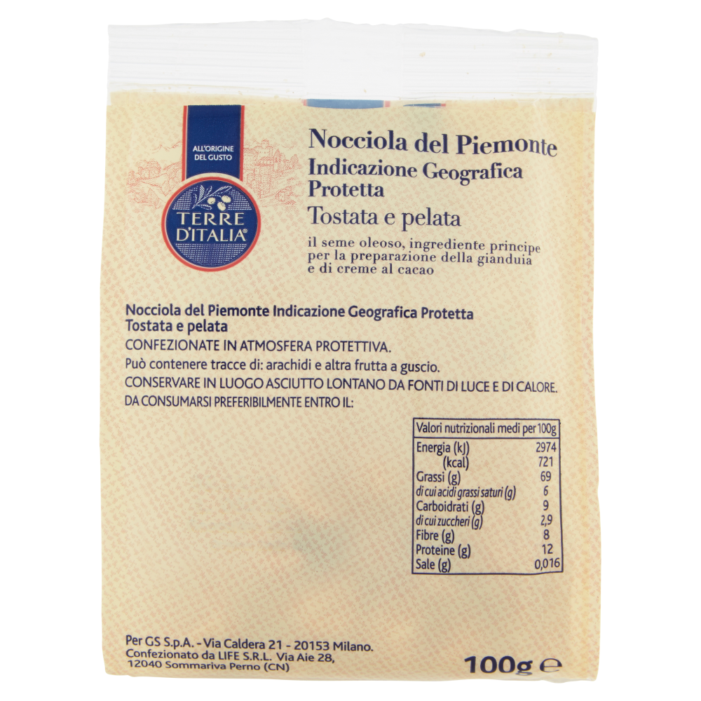 Terre d'Italia Nocciola del Piemonte Indicazione Geografica Protetta 100 g