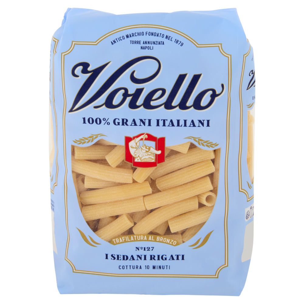 Voiello Pasta I Sedani Rigati N°127 grani 100% italiani Trafilata bronzo 500g