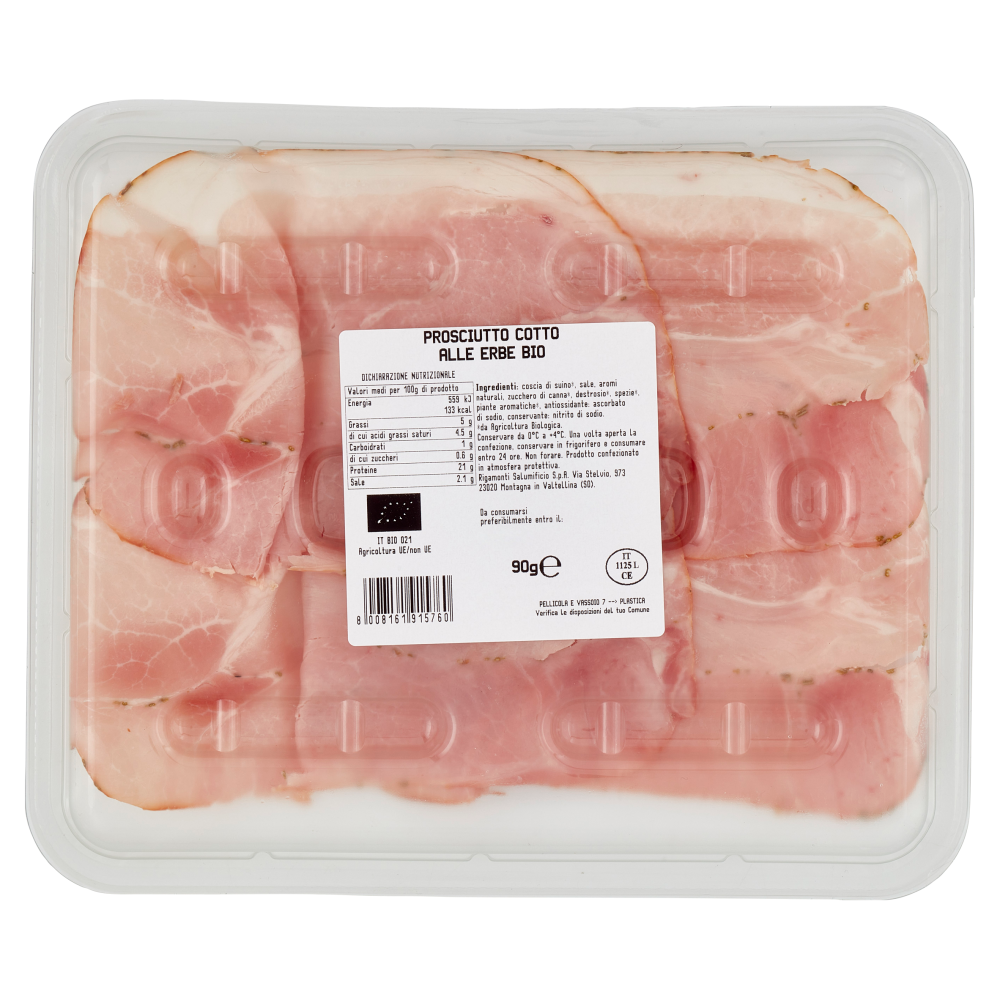 Rigamonti Prosciutto Cotto alle Erbe Alta Qualità 90 g