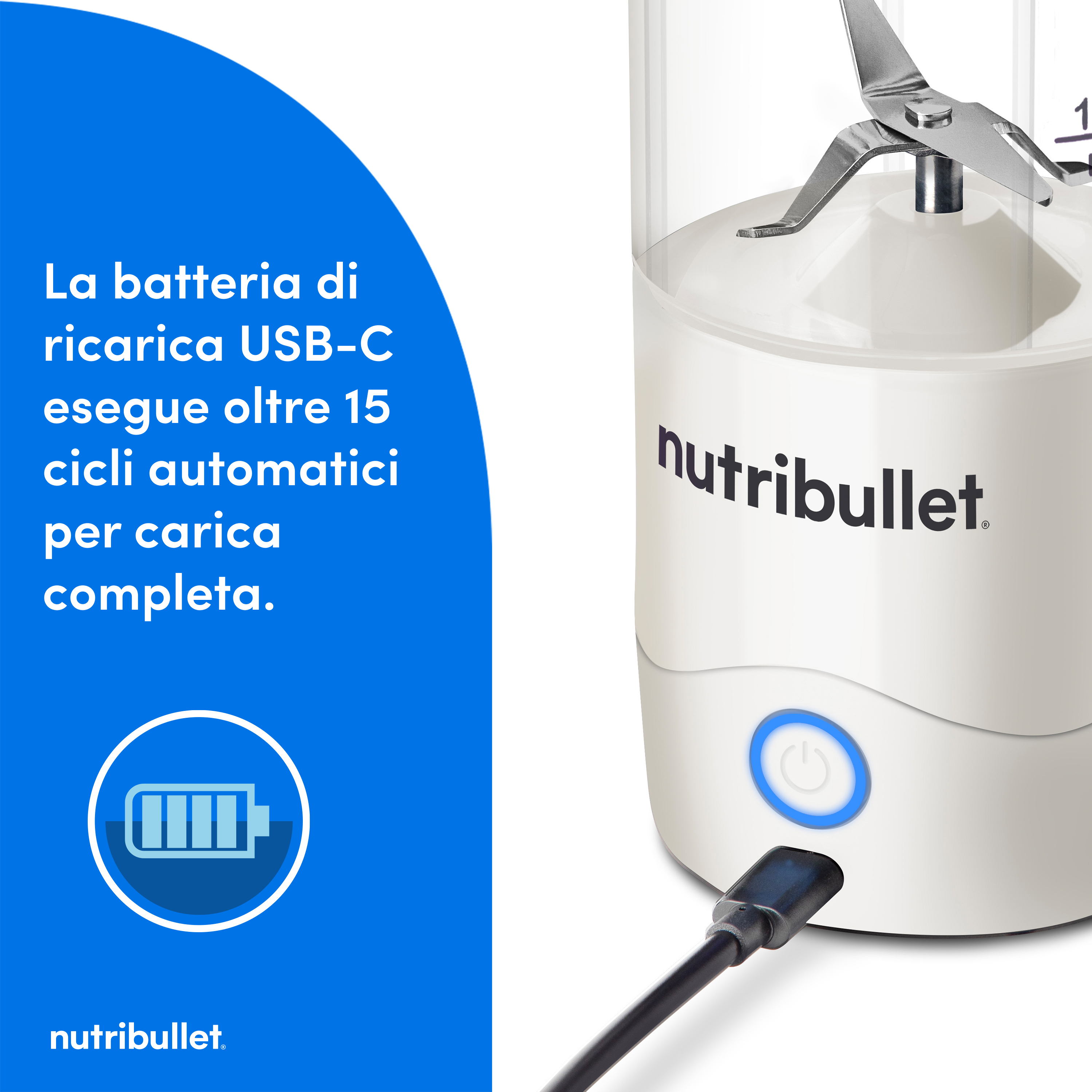 NutriBullet Portable 0,475 L Frullatore per sportivi Bianco
