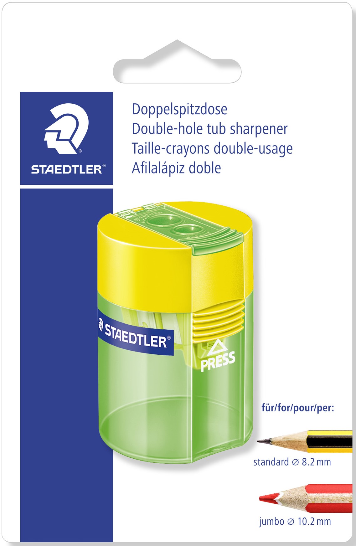 Staedtler Temperamatite a due fori colori assortiti con contenitore trucioli