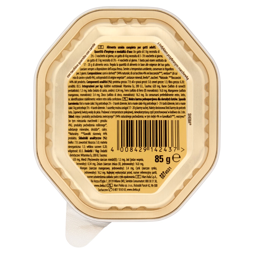 Sheba Nature's Collection in salsa cibo umido gatto con Tacchino guarnito con Carote 85g