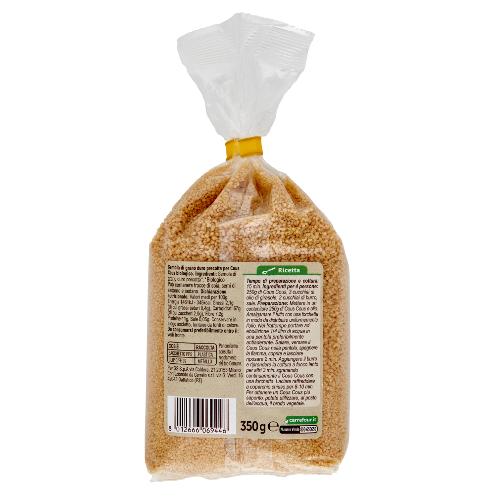 Carrefour Bio Cous Cous Biologico 350 g