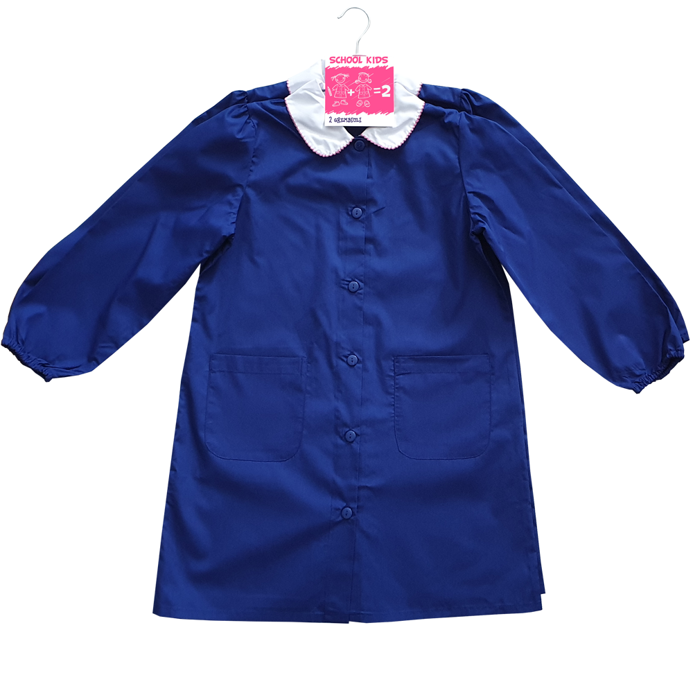 School Kids Confezione 2 Grembiuli Scuola Bambina Blu Royal 9/10 Anni