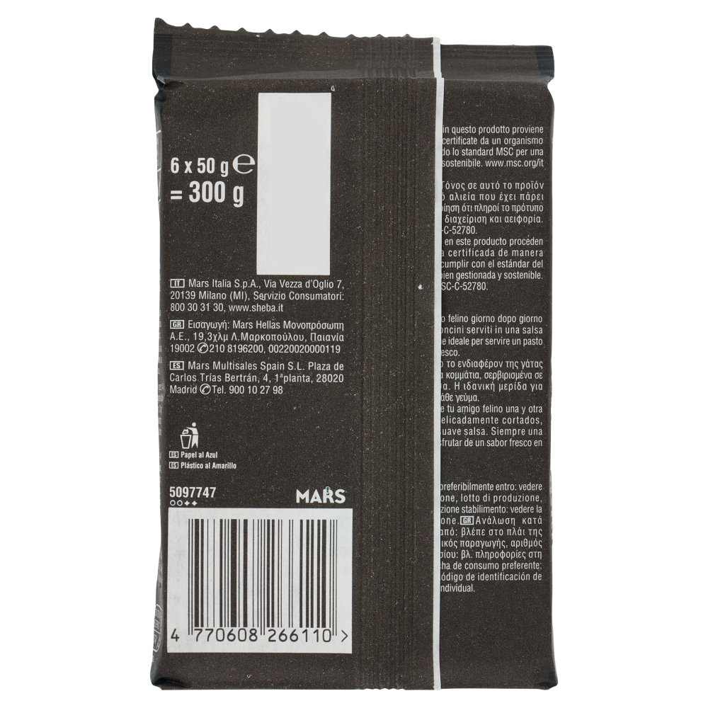 Sheba Délices du Jour Cibo Umido Gatto in Salsa con Salmone, Tonno e Trota  6 x 50 g