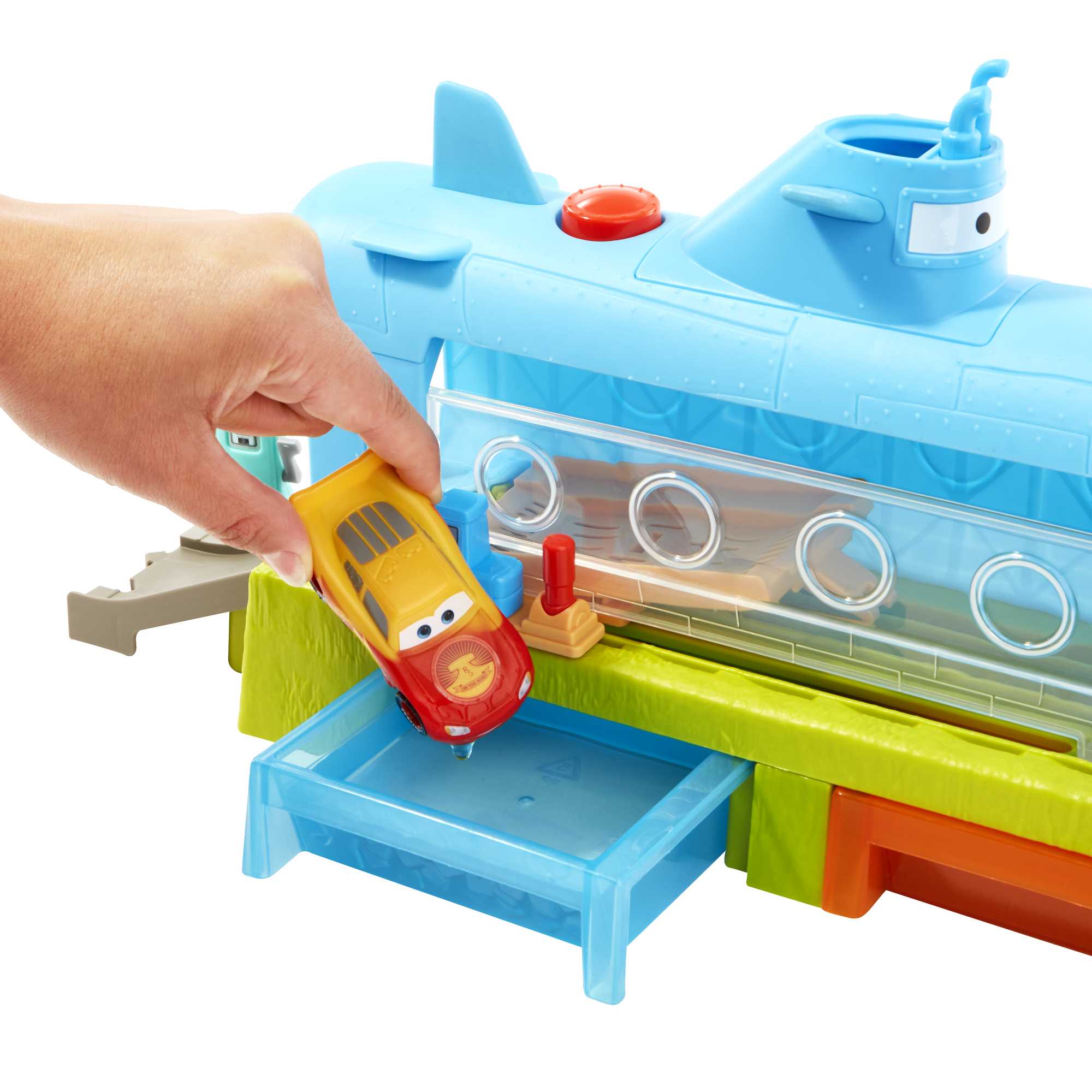 Disney Pixar Cars - Autolavaggio Balena-Sottomarino Cambia Colore playset con Veicolo Cambia Colore, Giocattolo per Bambini 4+ Anni
