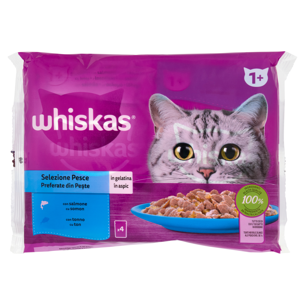 Whiskas Selezione Pesce in gelatina con salmone, con tonno 4x85g