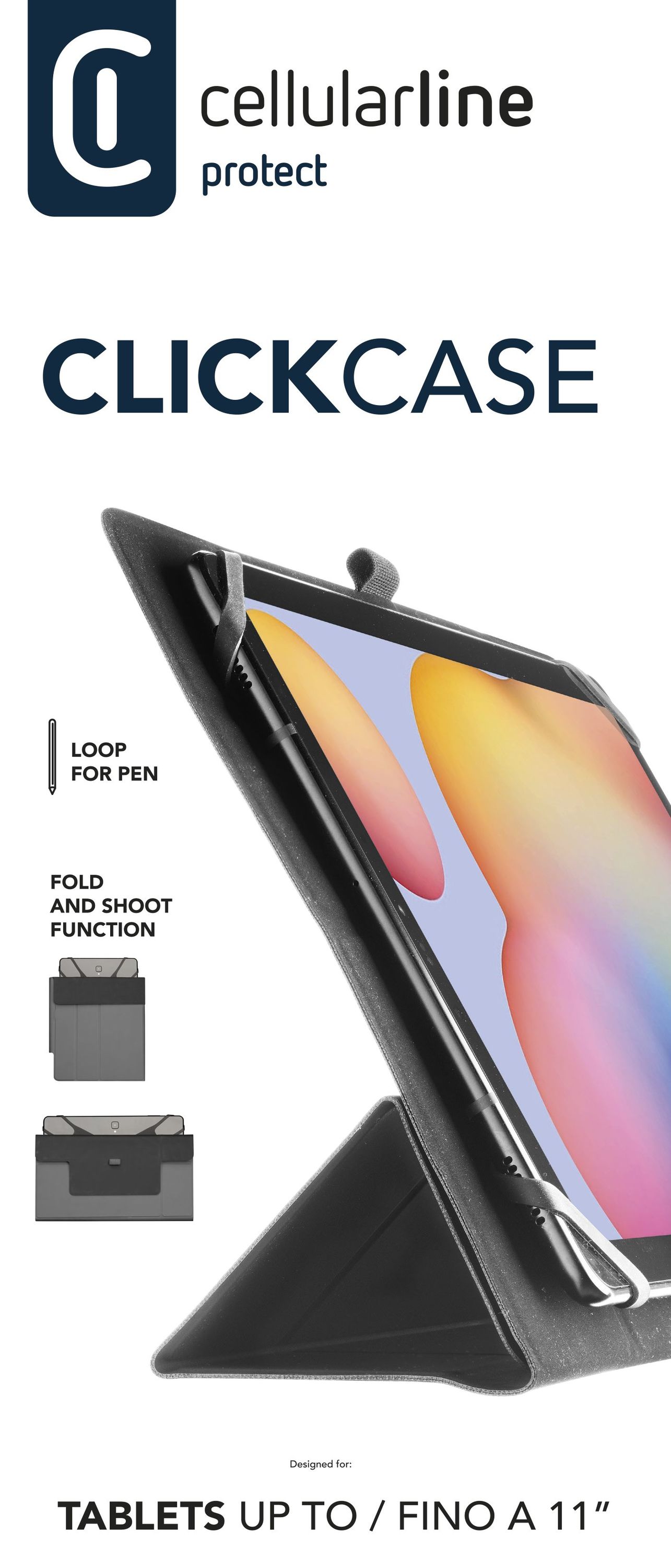 Cellularline Click Case - Tablet fino a 11'' Custodia per Tablet universale con funzione stand