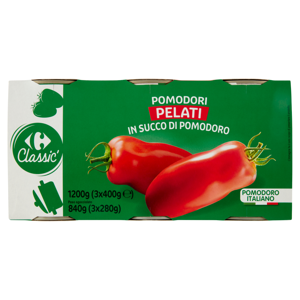 Carrefour Classic Pomodori Pelati in Succo di Pomodoro 3 x 400 g