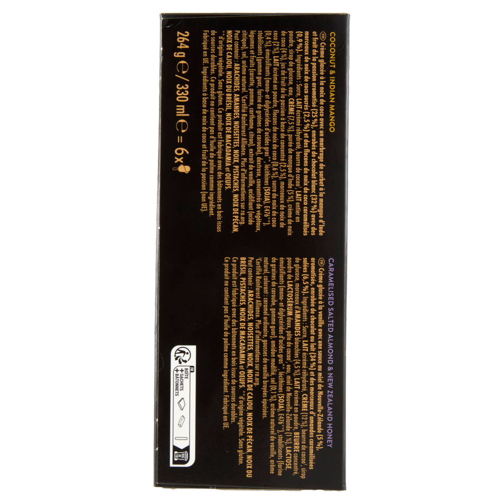 NUII Mini Adventure Cocco-Mango Indiano,Mandorle Caramell. Salate-Miele Nuova Zelanda 6 Gelati 264g