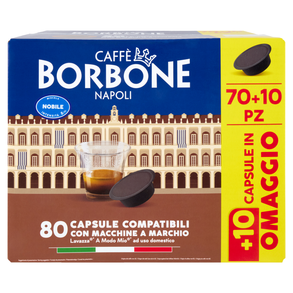 Caff&egrave; Borbone Miscela Nobile Capsule Compatibili Lavazza* A Modo Mio* ad uso domestico 80 x 7,2 g