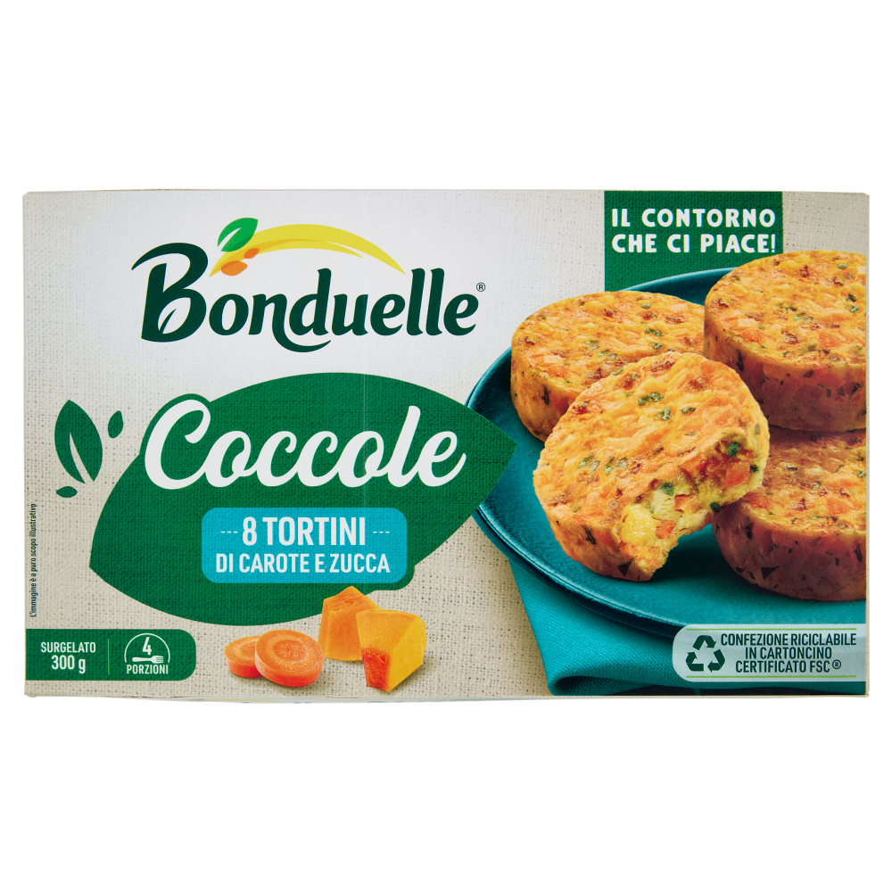 Bonduelle Coccole 8 Tortini di Carote e Zucca Surgelato 300 g