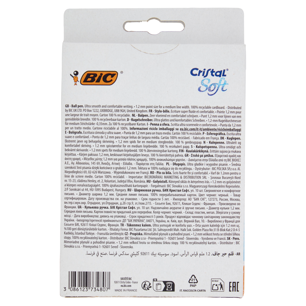 Bic Cristal Soft Medium 1,2 mm nere 10 pz