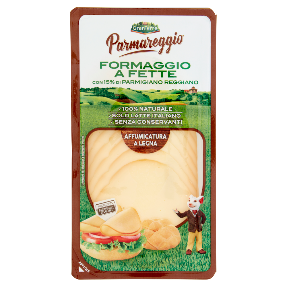 Parmareggio Formaggio a Fette con 15% di Parmigiano Reggiano Affumicatura a Legna 120 g