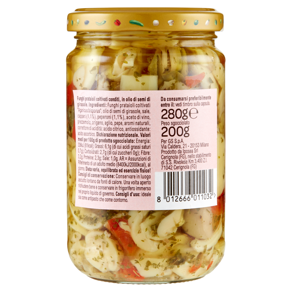 Carrefour Sottolio Funghi alla Pizzaiola in olio di semi di girasole 280 g