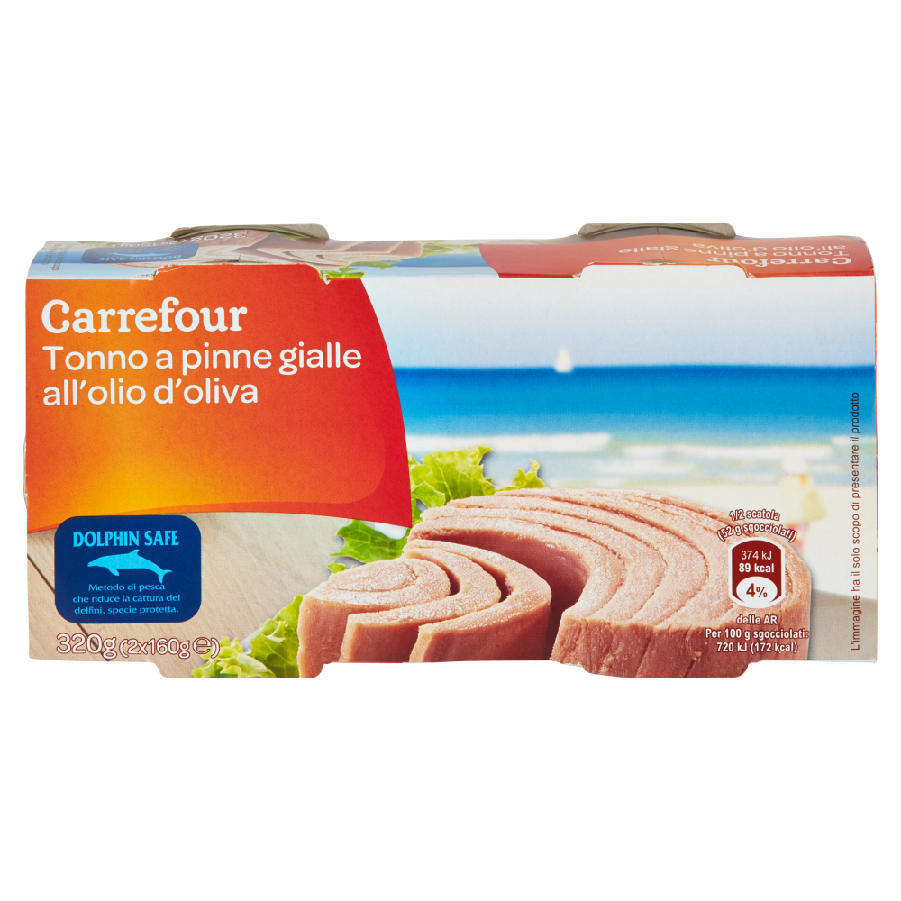 Carrefour Tonno a pinne gialle all'olio d'oliva 2 x 160 g