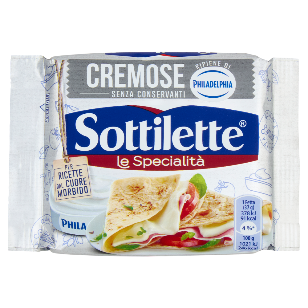 Sottilette Le Specialità Cremose - formaggio fuso a fette ripieno di Philadelphia - 185 g