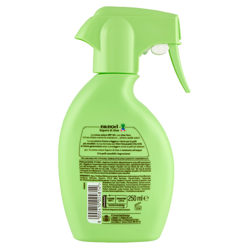 Bilboa Sapore di Aloe 50+ Protezione Molto Alta con Aloe Vera 250 ml
